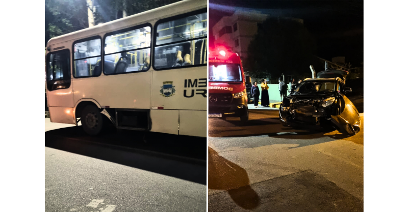 Colisão entre carro e ônibus deixa jovem ferido em Imbituba