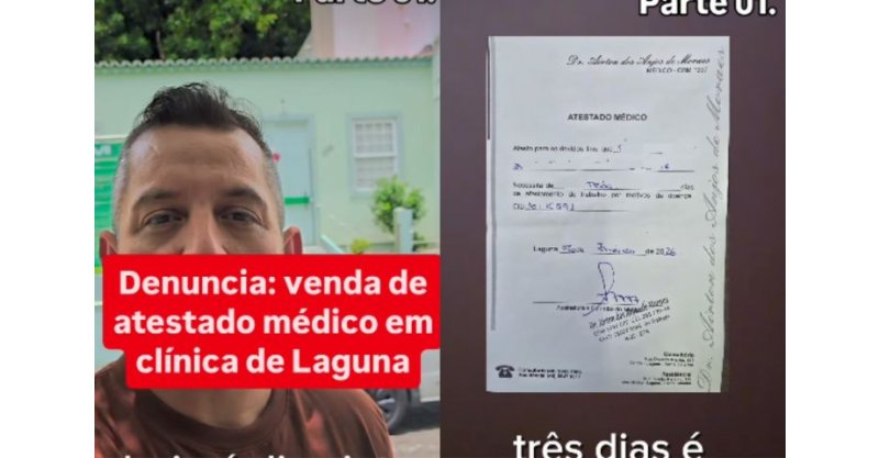 Empresário de Laguna denuncia venda de atestado médico em clínica da cidade