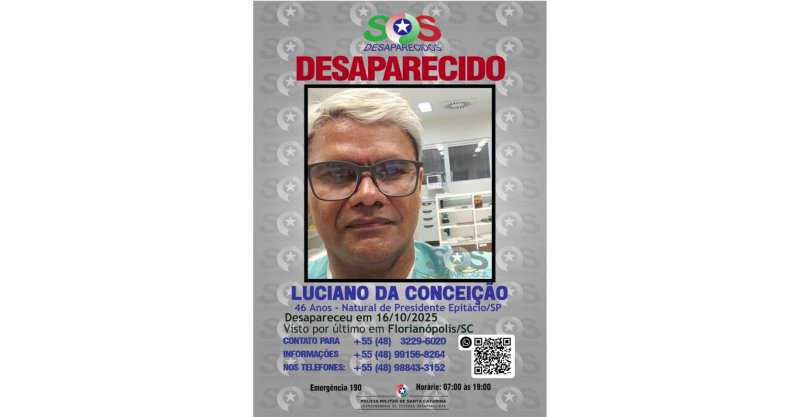 Família busca por Luciano da Conceição, desaparecido há dias; carro foi encontrado no Kobrassol, em São José