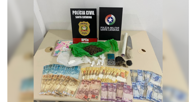 Garopaba / Operação policial prende investigado por tráfico e apreende grande quantidade de drogas e mais de R$ 1,5 mil