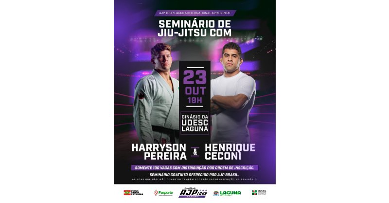 Grandes nomes do jiu-jitsu abrem o AJP Tour Laguna com seminário gratuito