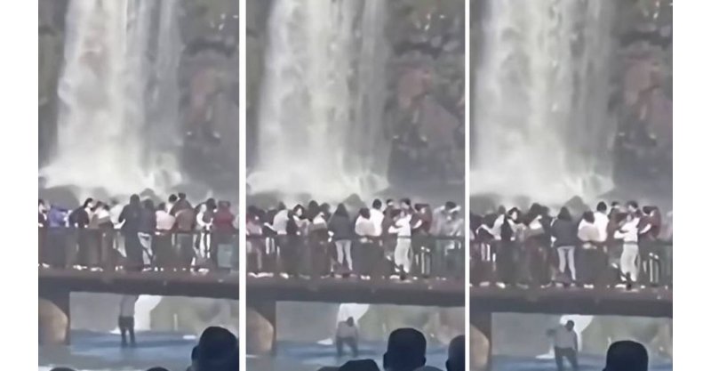 Homem arrisca a vida e pula nas Cataratas do Iguaçu para resgatar celular