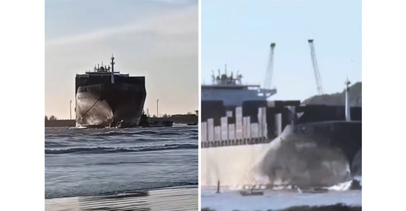 IMBITUBA  / Navio colide com embarcação pesqueira no Porto do município durante manobra de evolução e atracação