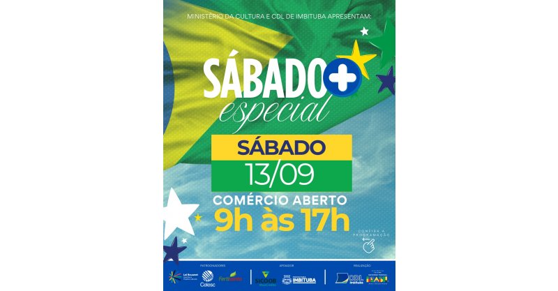 Imbituba terá edição especial do Sábado Mais neste sábado, 13 de setembro