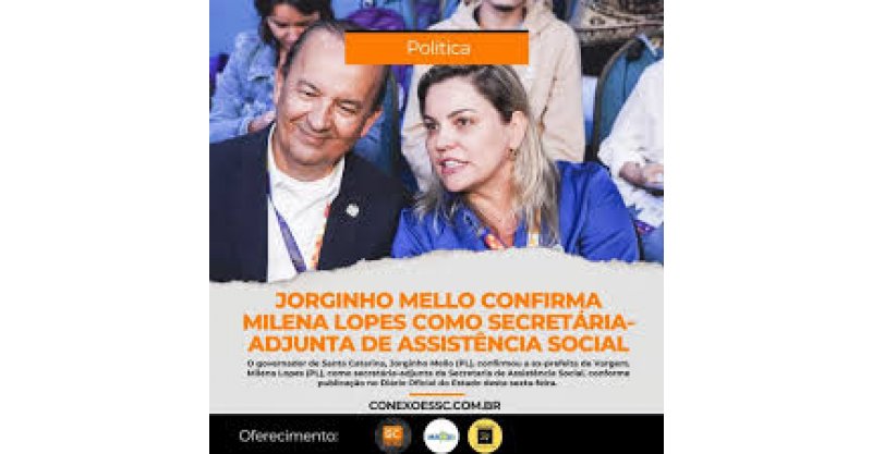 Jorginho Mello confirma ex-prefeita como secretária-adjunta de Assistência Social