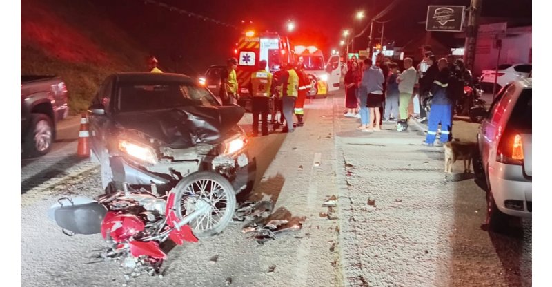 Motociclista fica ferido após colisão frontal na marginal da BR-101, em Imbituba