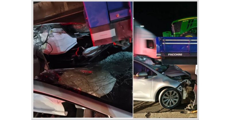 Motorista fica ferido após bater carro na traseira de caminhão na BR-101