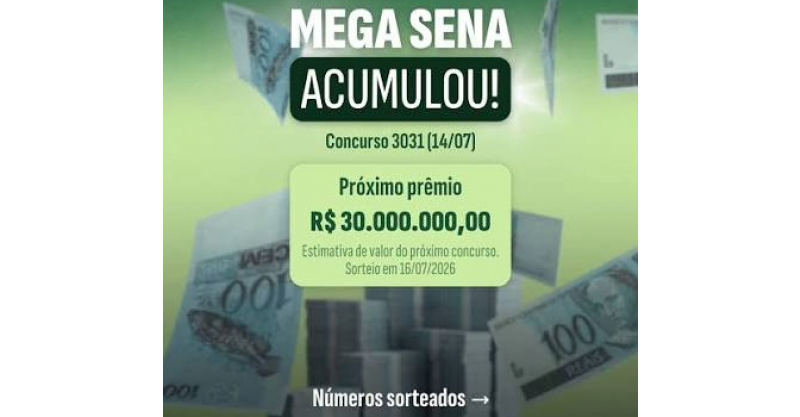 Ninguém acerta a Mega-Sena, concurso 3031