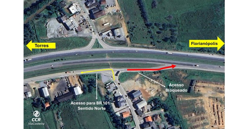 Obras vão interditar alça de acesso à pista norte da BR-101 em Paulo Lopes a partir desta segunda (9)