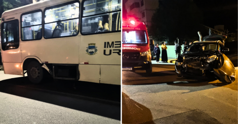 Colisão entre carro e ônibus deixa jovem ferido em Imbituba