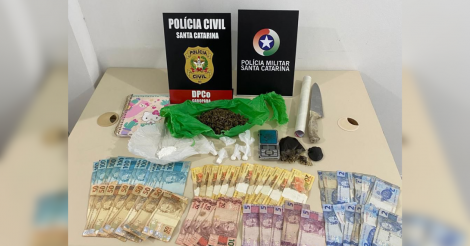 Garopaba / Operação policial prende investigado por tráfico e apreende grande quantidade de drogas e mais de R$ 1,5 mil