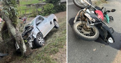 Idoso morre em acidente entre carro e moto na SC-370 em Gravatal