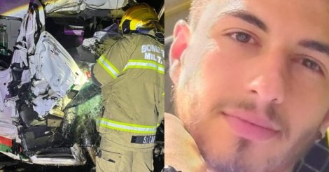 Imagens fortes! Técnico de enfermagem morre após ambulância colidir contra caminhão próximo à divisa de SC e RS