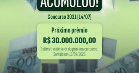 Ninguém acerta a Mega-Sena, concurso 3031