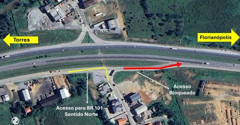 Obras vão interditar alça de acesso à pista norte da BR-101 em Paulo Lopes a partir desta segunda (9)