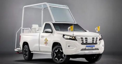 Papa Leão XIV terá papamóvel da Fiat com assento giratório, escada elétrica e cobertura transparente durante visita ao Uruguai