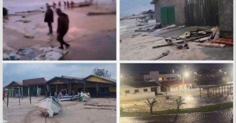 Tsunami meteorológico atinge Praia do Cardoso e mar invade ruas em Jaguaruna